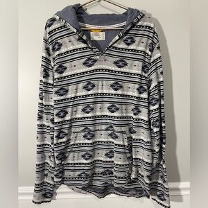 Free Planet Aztec Hoodies Pullover Long Sleeve Size L